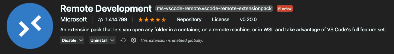 Remote Development Erweiterung